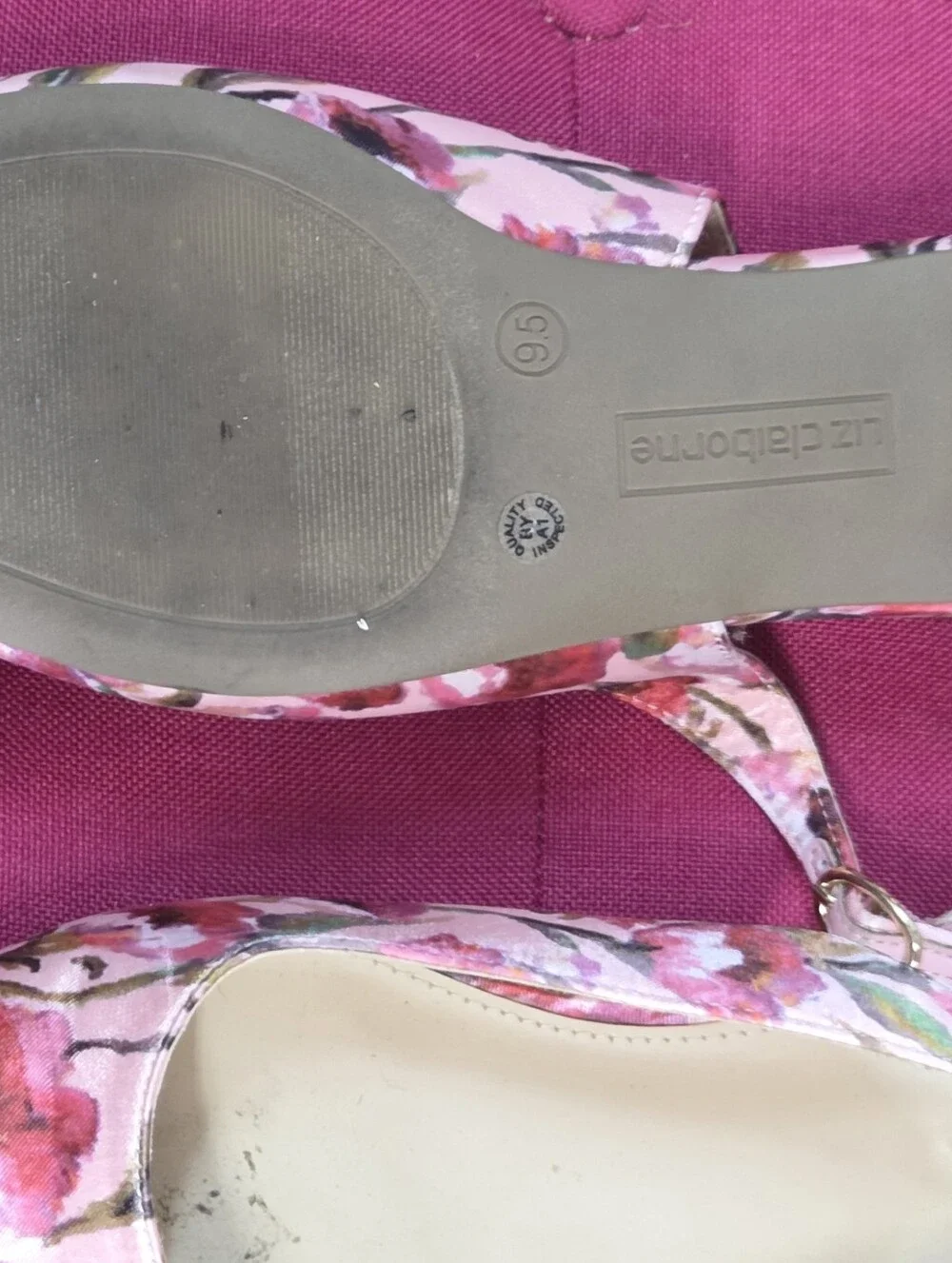 Liz Claiborne Pink and Red Floral Pointed-Toe Slingback Flats